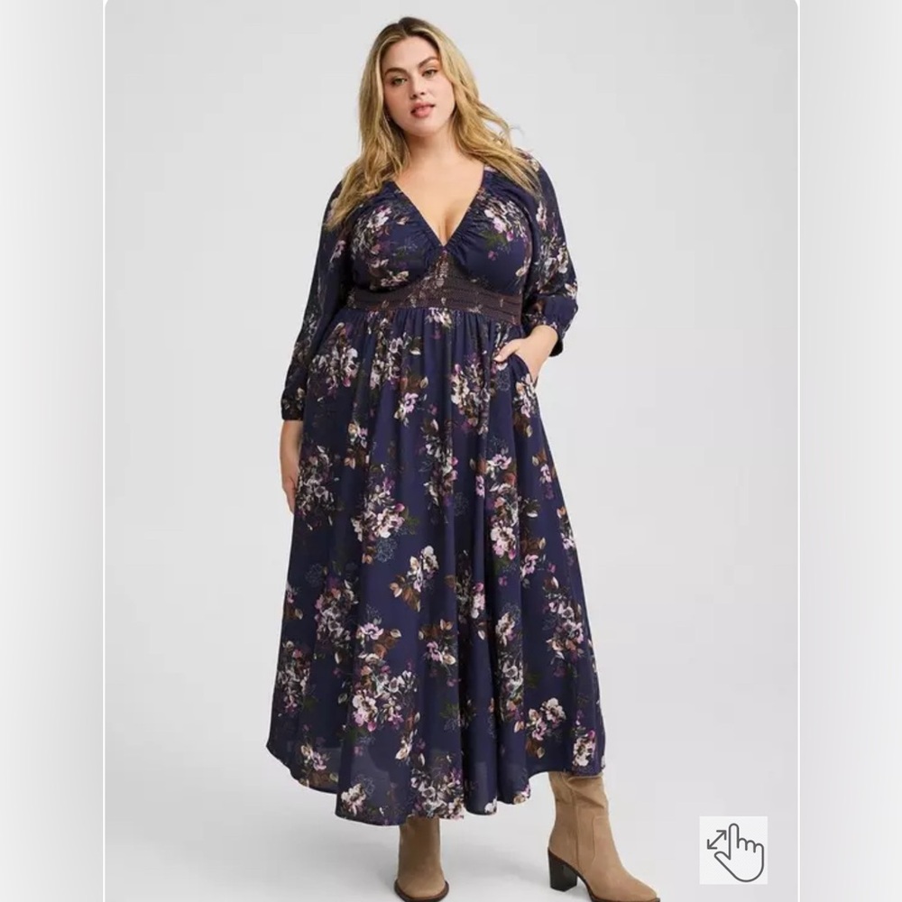 Torrid Maxi 3/4 Raglan Sleeve V-Neck Dress